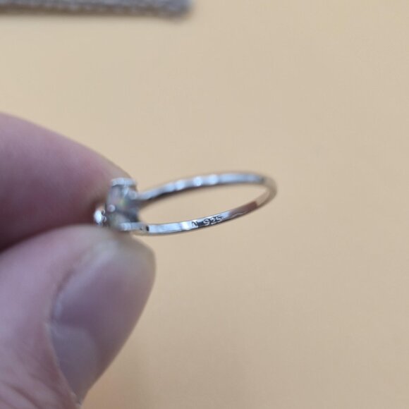 Size 6 Sterling Silver Round Cubic Zirconia With Opal Accents Ring A5884 - Picture 6 of 9